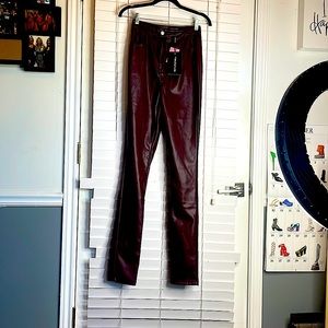 Pretty little things faux leather pants Tall Sz 4 Deep Red